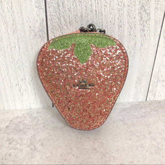 NWOT Coach Strawberry Glitter Coin Case Wristlet - Picture 2 of 8